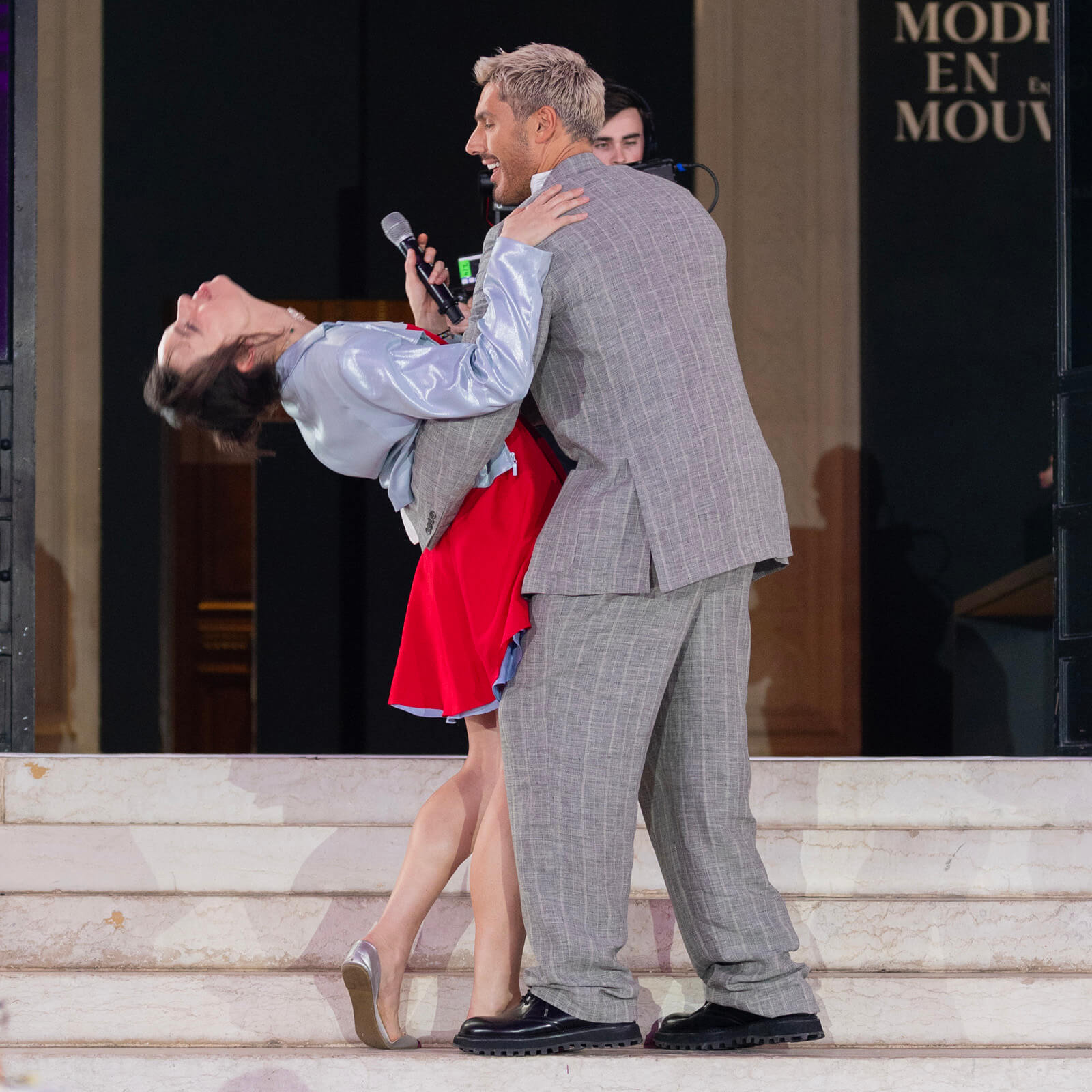 Chris Appleton styling model at Paris Fashion Week
