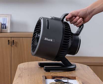 Image of Shark black Hydro Go fan on the table