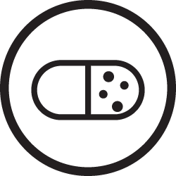 Capsule pill with dots inside a circle